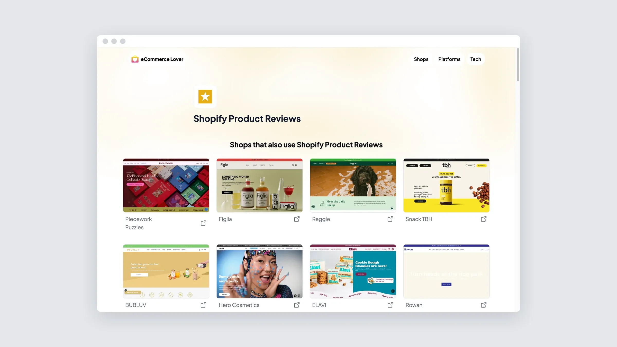 The shops that use Shopify Product Reviews