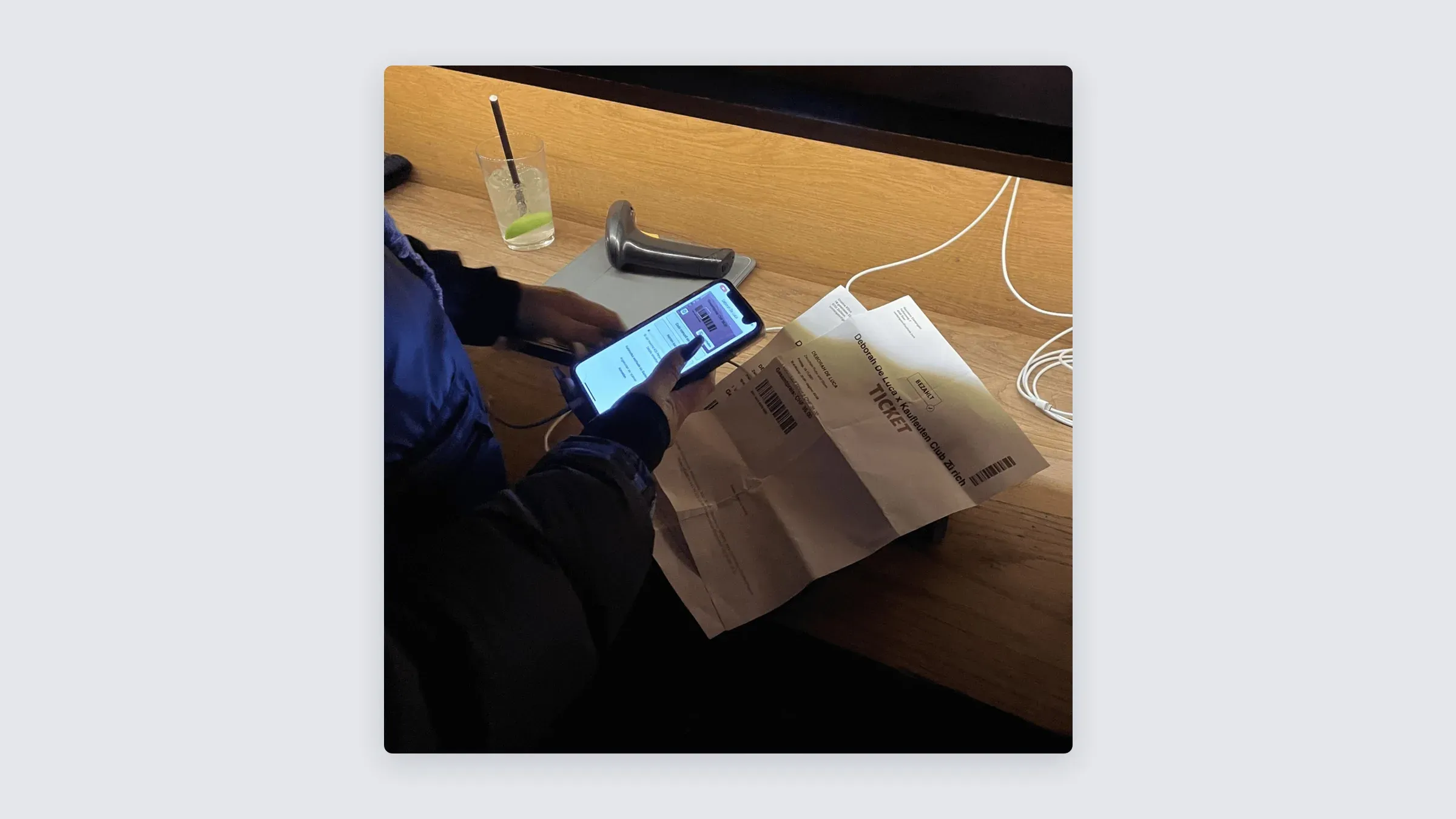 The scanner app in use at the door