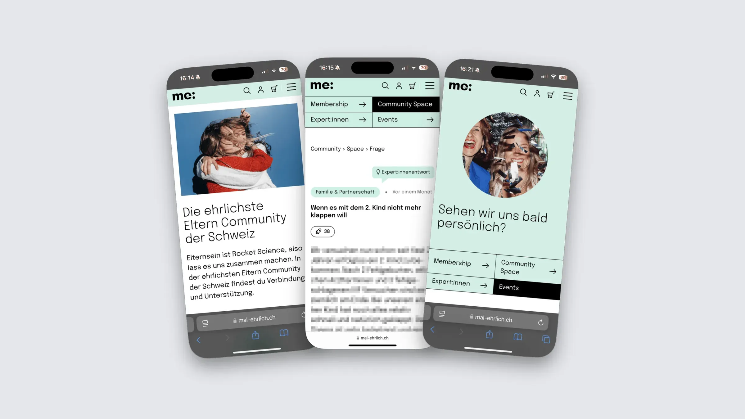 The community on three phones