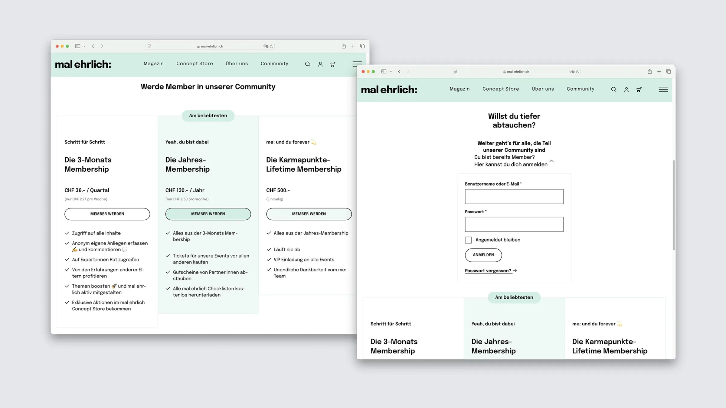 The login and paywall for members’ content