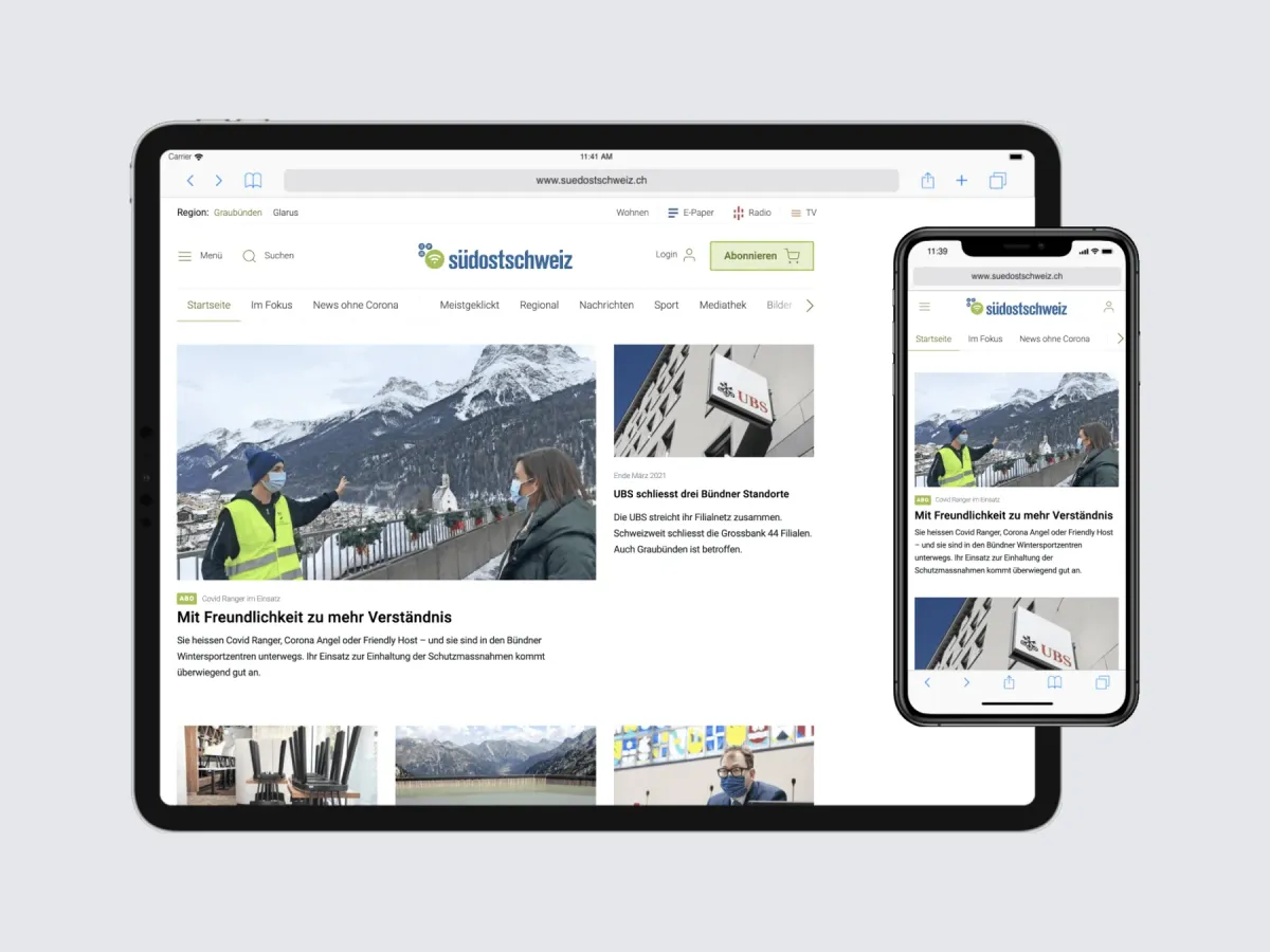 suedostschweiz.ch on a tablet and a phone